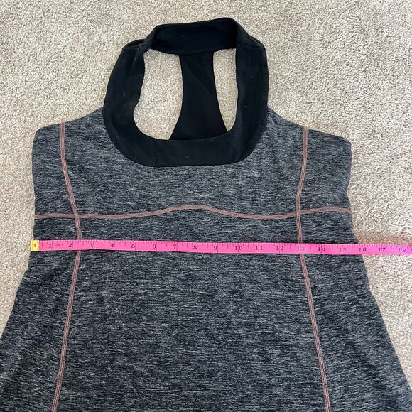 Lululemon Women's Razorback Athletic Tank Built in Bra Grey Black Size 12 - Picture 9 of 10